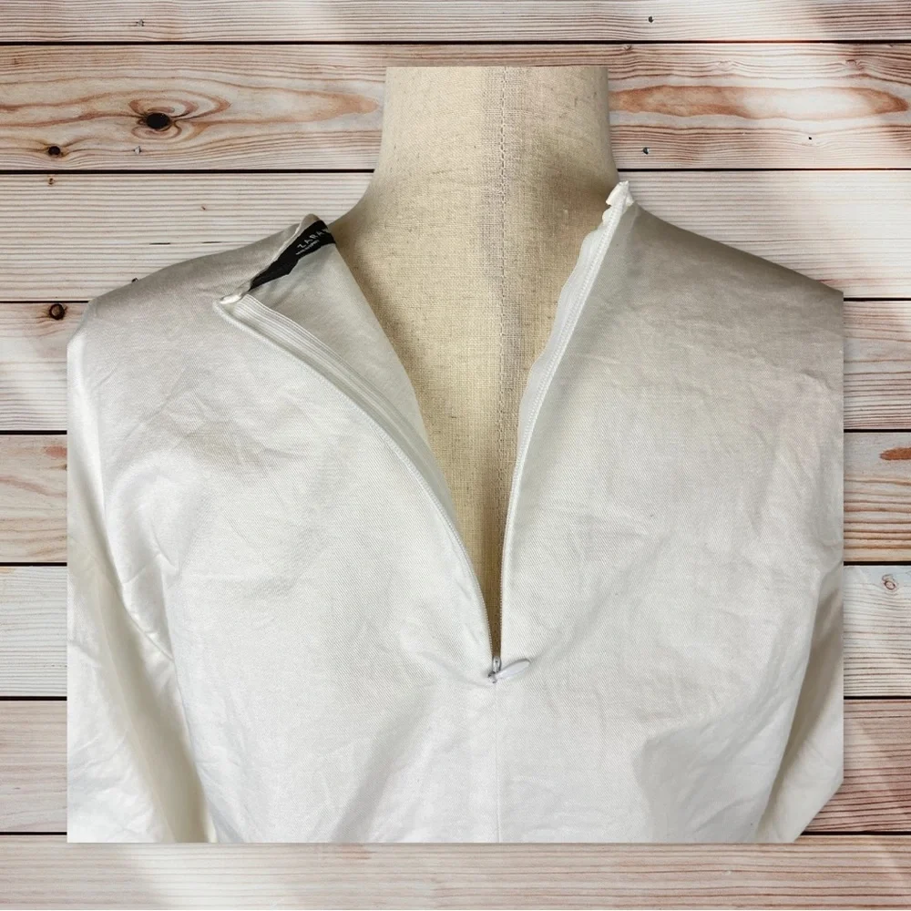 Zara Avant ruched Minimalist white blouse scrunchy‎ sleeve size XS - Picture 4 of 8